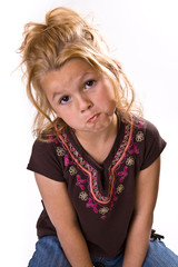 Adorable little girl looking sad