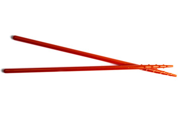 Red chopsticks isolated on white