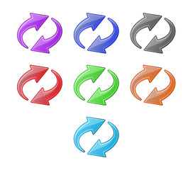 Colored recycling arrows. Web icons set