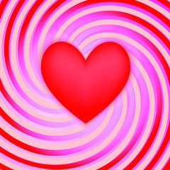 Heart on the striped background