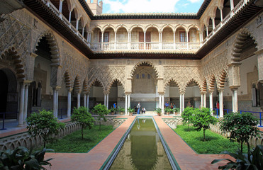 Fototapeta premium Patios de las Doncellas, Alcazar, Seville, Spain