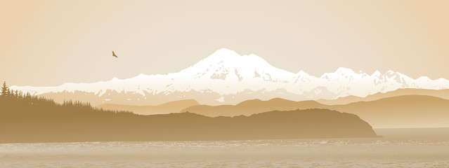 Mount Baker, Washington State panoramic in sepia © CarpathianPrince