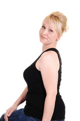 Fototapeta premium Blond girl in jeans.