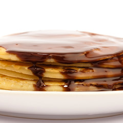 chocolate pancakes on plate