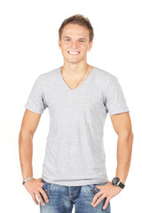 Fototapeta premium Portrait of happy smiling man, isolated on white