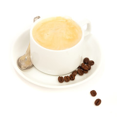 coffee beans and cup