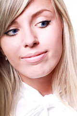 Fototapeta premium beautiful blond woman curiously looking aside