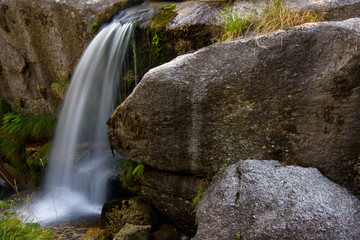 Waterfall among de roks at the national park, Portugal
