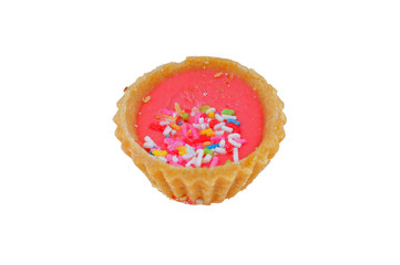 colorful cup cake on white