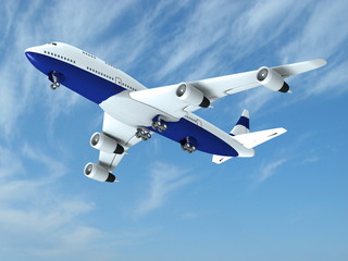 Airplane on the blue sky