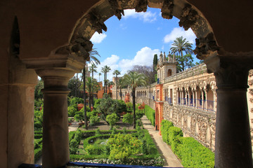 Gardens of Alcazar, Seville, Spain - obrazy, fototapety, plakaty