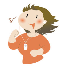 音楽を聴きながら走る・踊る女性