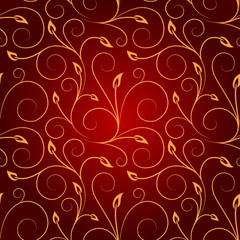 Golden swirls seamless pattern