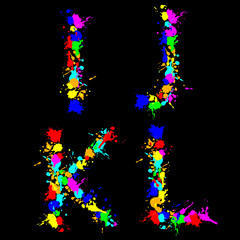alphabet color drop IJKL
