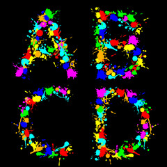 alphabet color drop ABCD