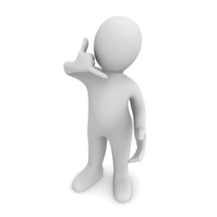 Hallo! 3d man speaks on the phone.