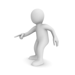 3d man pointing down.