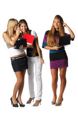 Fototapeta premium Girlfriends with laptops