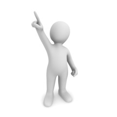 3d man pointing up (at the sky).