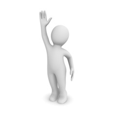 I am ready! I have an idea! (3d man pulls a hand upwards)