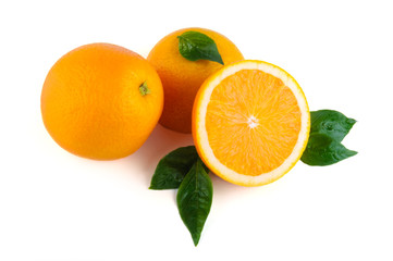 Arrangement of orange on a white background
