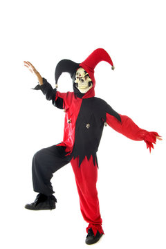 evil jester on white