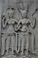 stone carving in angkor wat,cambodia