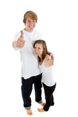 Teenagers showing thumbs up