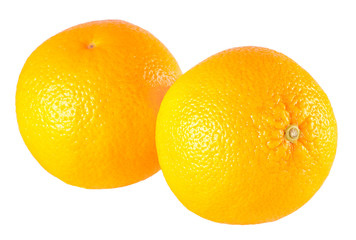 Two oranges isolated on a white background