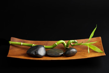 spa stones and bamboo