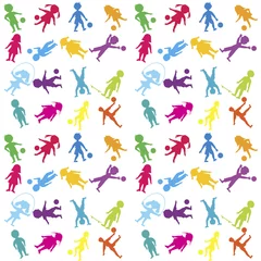 Meubelstickers Eenhoorns Seamless with colored children playing, pattern