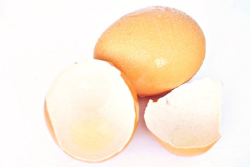 Cascara de huevo y huevo entero