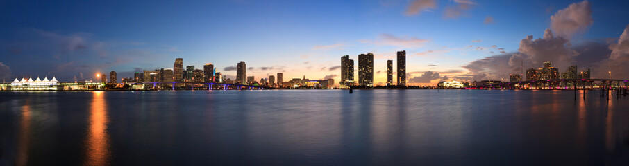 Downtown Miami and Biscayne Bay skyline panorama