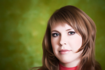 Naklejka premium Portrait of pretty girl over green