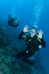 scuba diver having fun