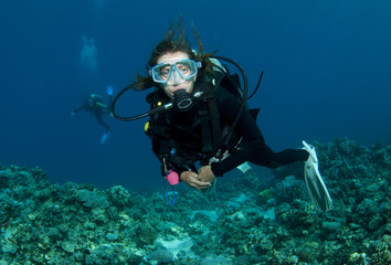 scuba diver having fun
