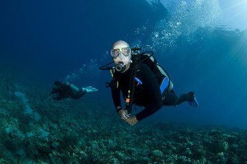 scuba diver having fun