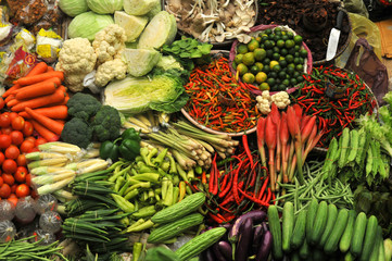 vegetables at market in kota bahru,malaysia