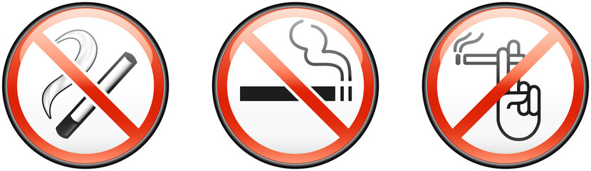 Three no smoking signs
