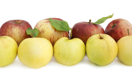 Border from yellow and red apples