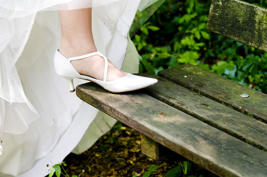 Bride Showing Off Wedding Shoes