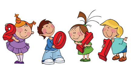 New year children with red figures 2011