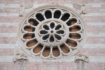 Rose window. St. Feliciano Cathedral. Foligno. Umbria.