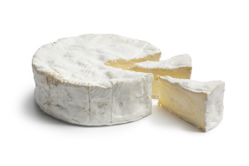 Camembert cheese with slices - obrazy, fototapety, plakaty
