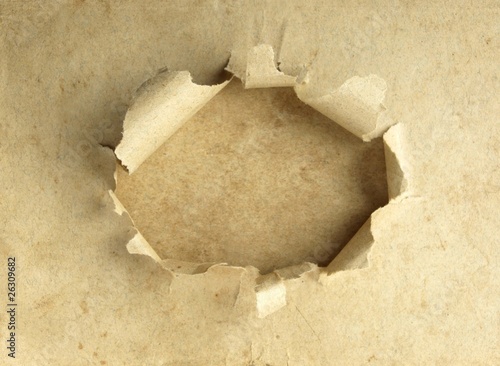 "Fondo de papel viejo con agujero" Fotos de archivo e
