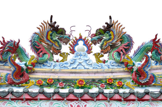 Dragon statue on roof of chinese temple