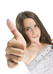 Young girl with thumb up