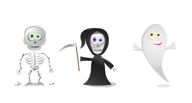 ghost, reaper, skeleton icon set