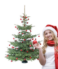 Mädchen und Weihnachtsbaum