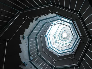 Deurstickers spiraling stairs © leungchopan